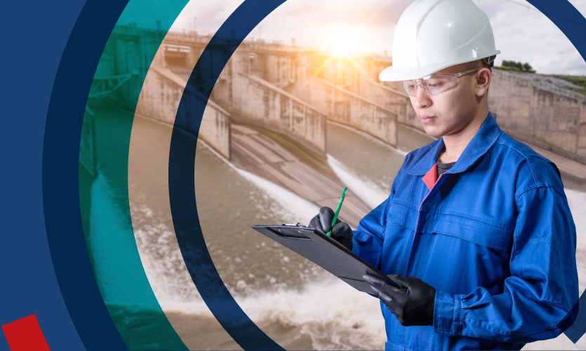 Man working at water plant