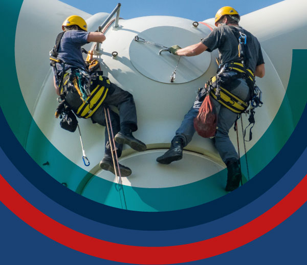Wind farm workers