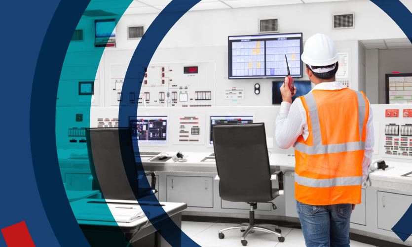 Man working at nuclear power plant